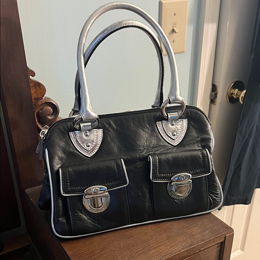 2000’s Y2K Marc Jacobs Black and Silver It Girl Satchel